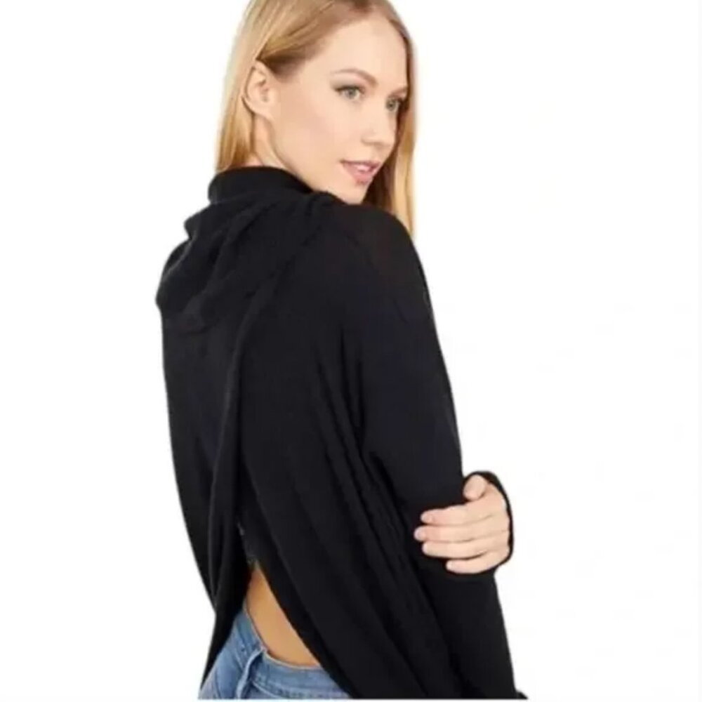 Free People We The Free Black Juicy Long Sleeve Thermal Size Small Oversized